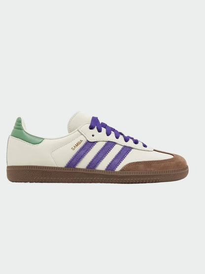TENIS ADIDAS SAMBA OG OFF WHITE CORE PURPLE GREEN BROWN