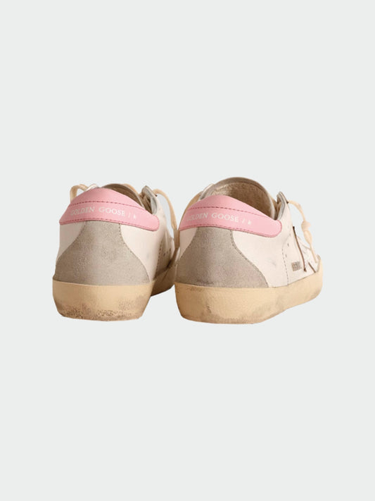 Golden Goose Super Star Silver Leather Star Pink Heel Tab