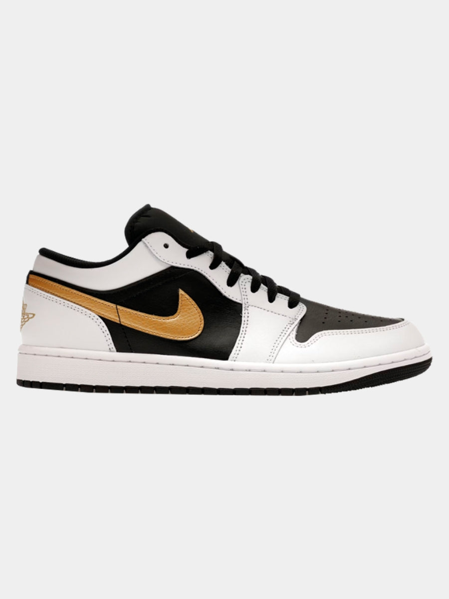 JORDAN 1 LOW WHITE BLACK METALLIC SWOOSH