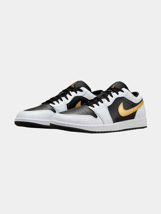 JORDAN 1 LOW WHITE BLACK METALLIC SWOOSH