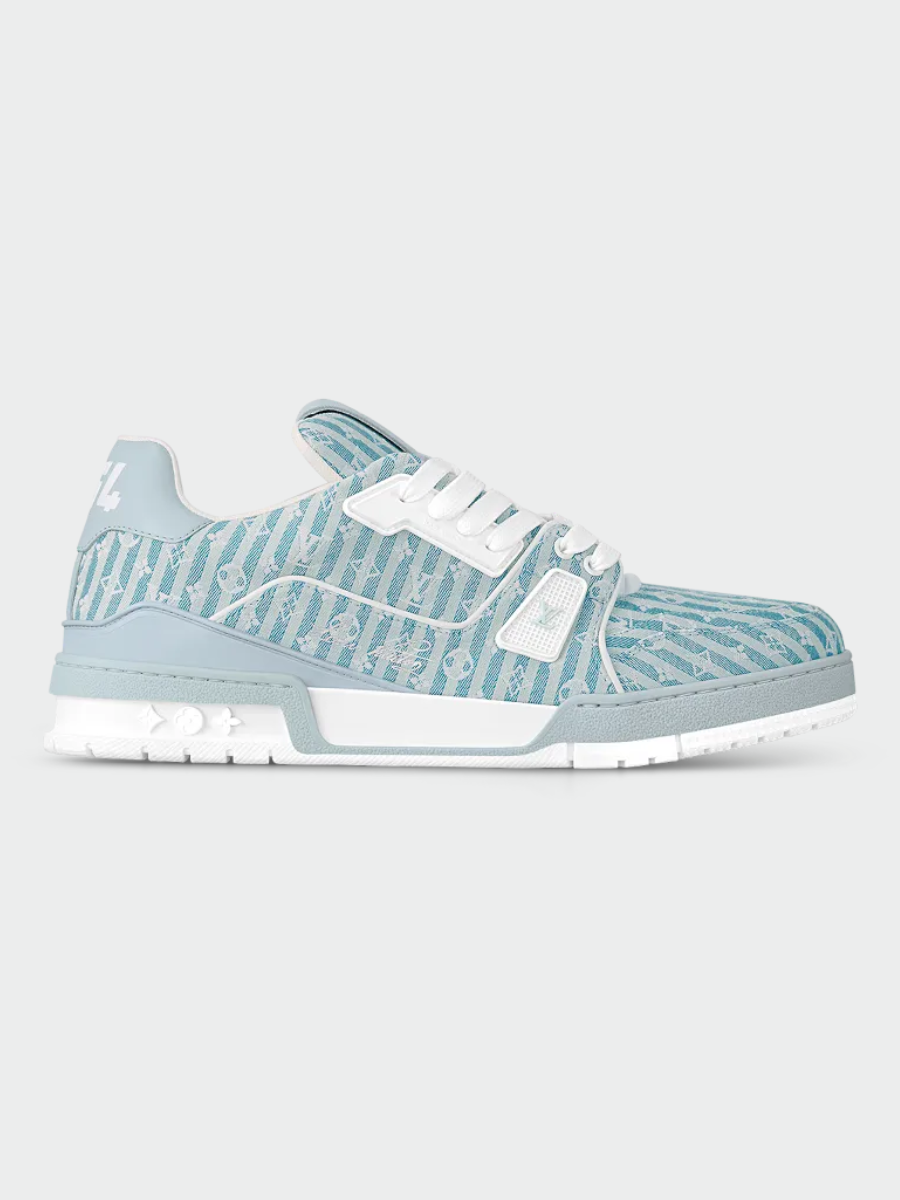 TENIS LOUIS VUITTON LV TRAINER BLUE STRIPE MONOGRAM